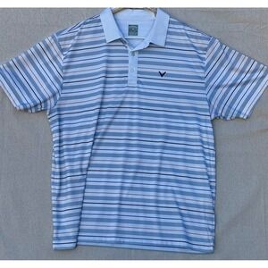 Callaway Mens XXL Opti-Dri Striped Golf Polo Shirt Blue White Short Sleeve Sport